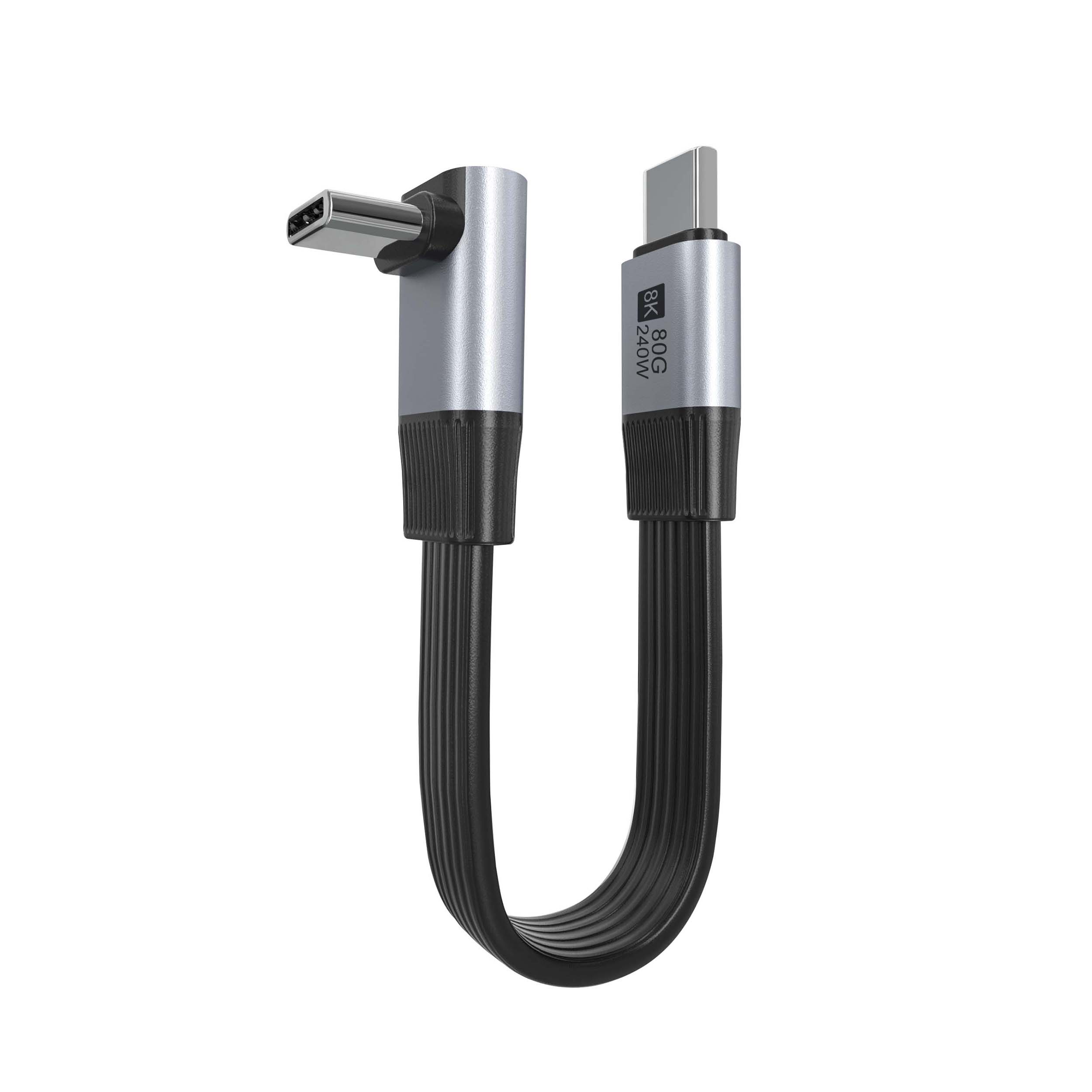 Soft Flat USB4 Type-C to Type-C Angle L Cable | 80Gbps Data Transfer | 240W Fast Charging | 8K Video Support | Full-Function Connectivity