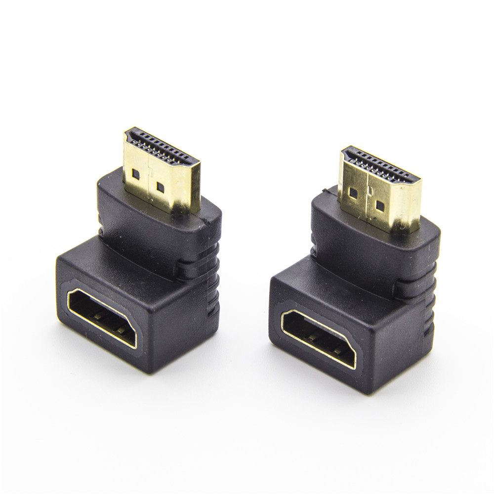90 Degree Gold Plated HDMI Adapters Male to Female Connector Supports 3D 4K 1080P Cameras Monitors HDTVs Projectors Computers
