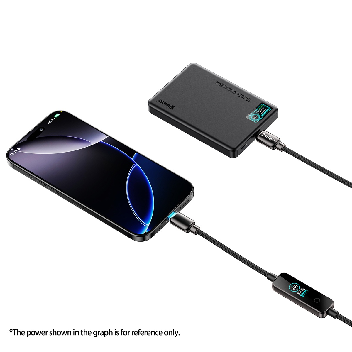 Type-C Touch-Sensitive Data USB Cable TFT Dynamic Color Screen Dual-ended PD 240W Charging for Printer Nylon Pure