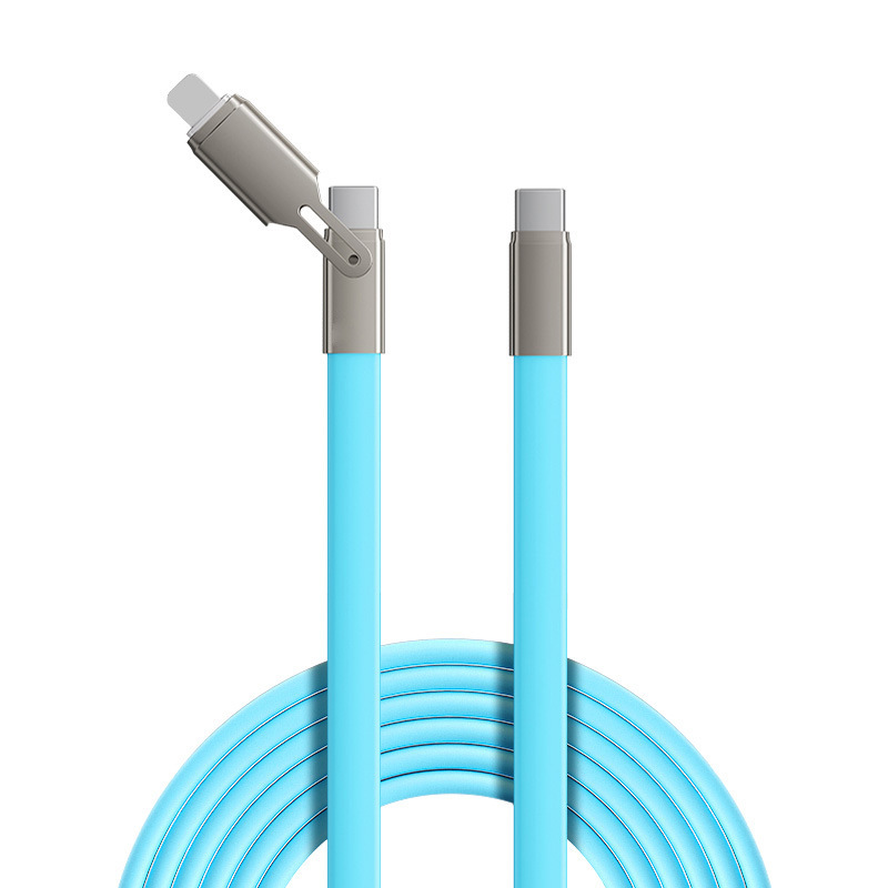 Type C Cable Flat Data Cable 2-in-1 Dual Port Super Fast Charging for Phone Laptop USB C Phone Cables