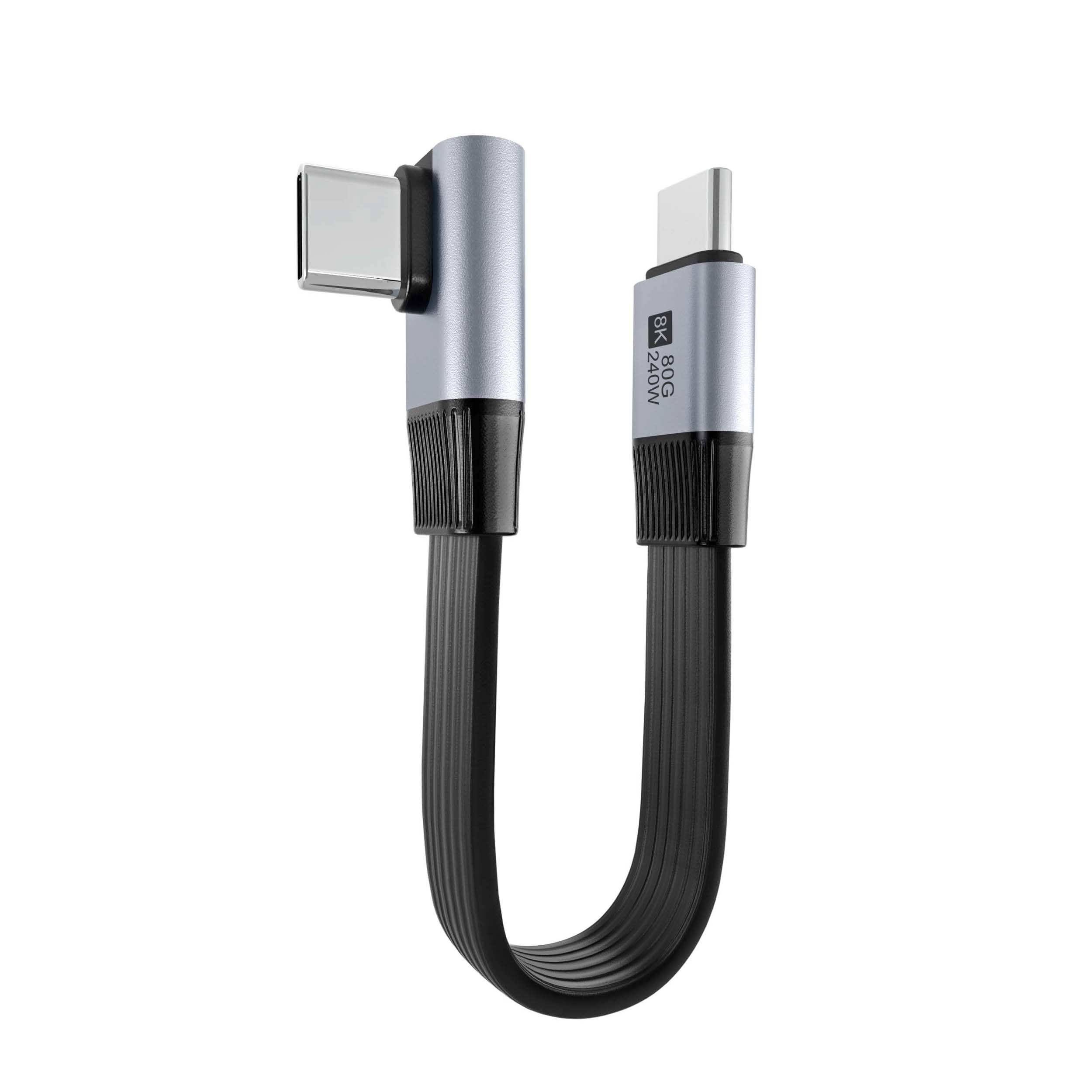 USB4 Cable 80Gbps Flat Ribbon PD 240W Fast Charging 8K Video Type C Cable for Power Bank SSD External Drive