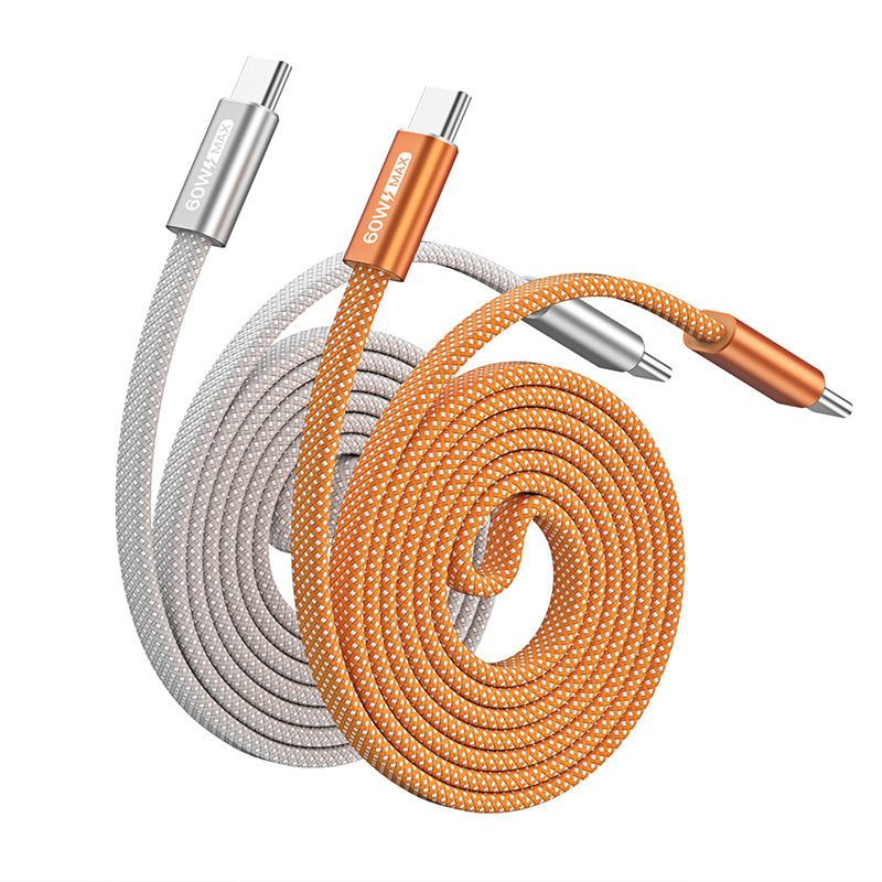 Type-C Magnetic Nylon Braided Data Cable for Mobile Phones Laptops Tablet Retractable Fast Charging C to C Cable