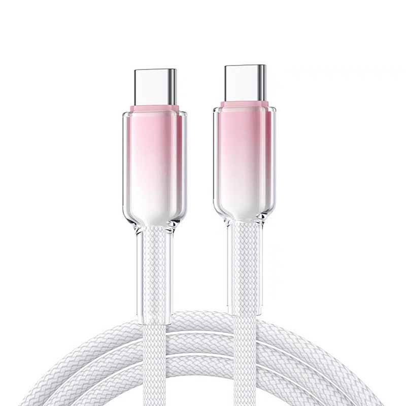 Type-C Micro USB Fast Charging 6A Data Cable PD 66W USB Charging Cable Transparent Crystal