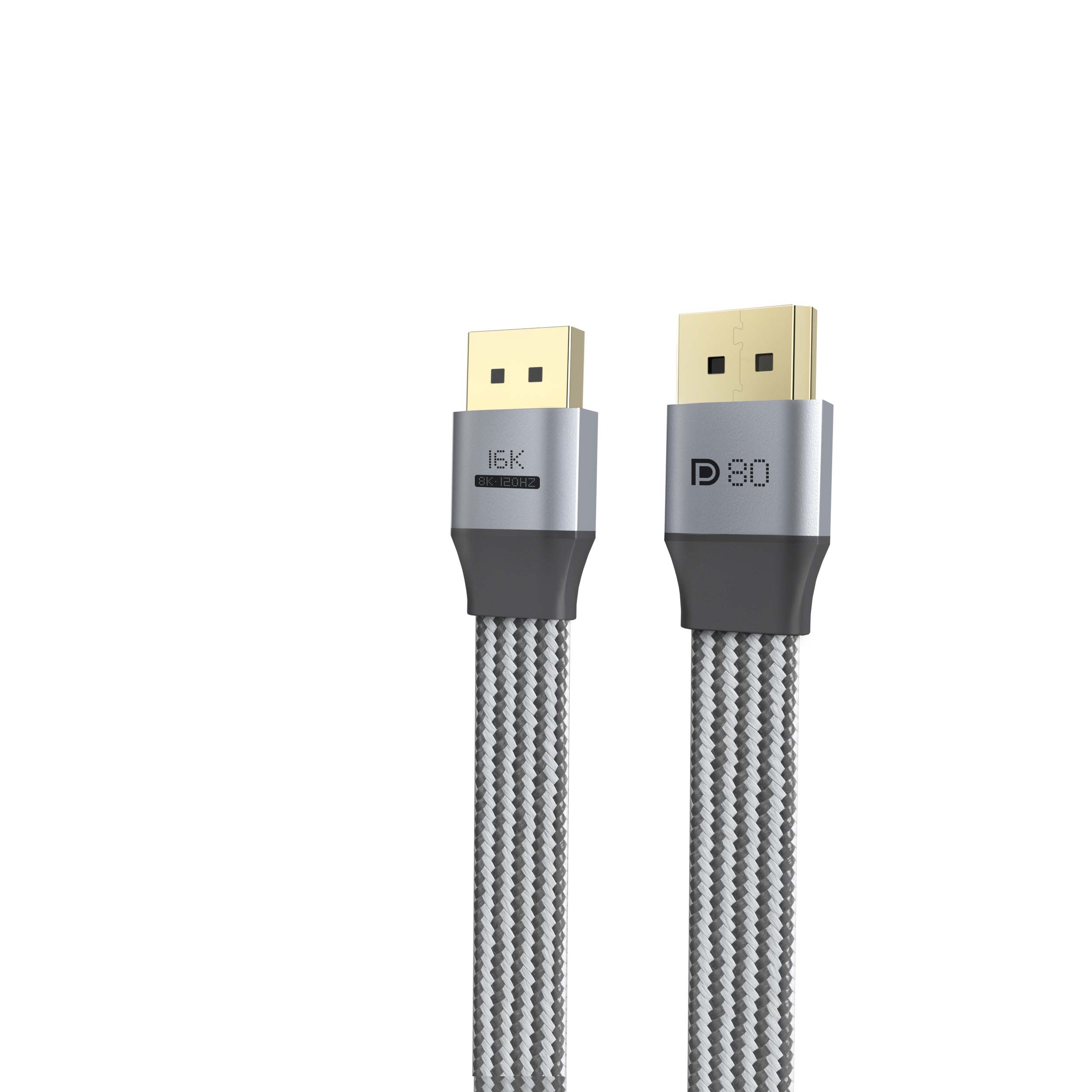 DP2.1 Cable 16K60Hz 80Gbps 4K240Hz DSC1.2a G-Sync/FreeSync Braided Nylon Golden Plated Connectors Oxygen-Free Projector Monitor