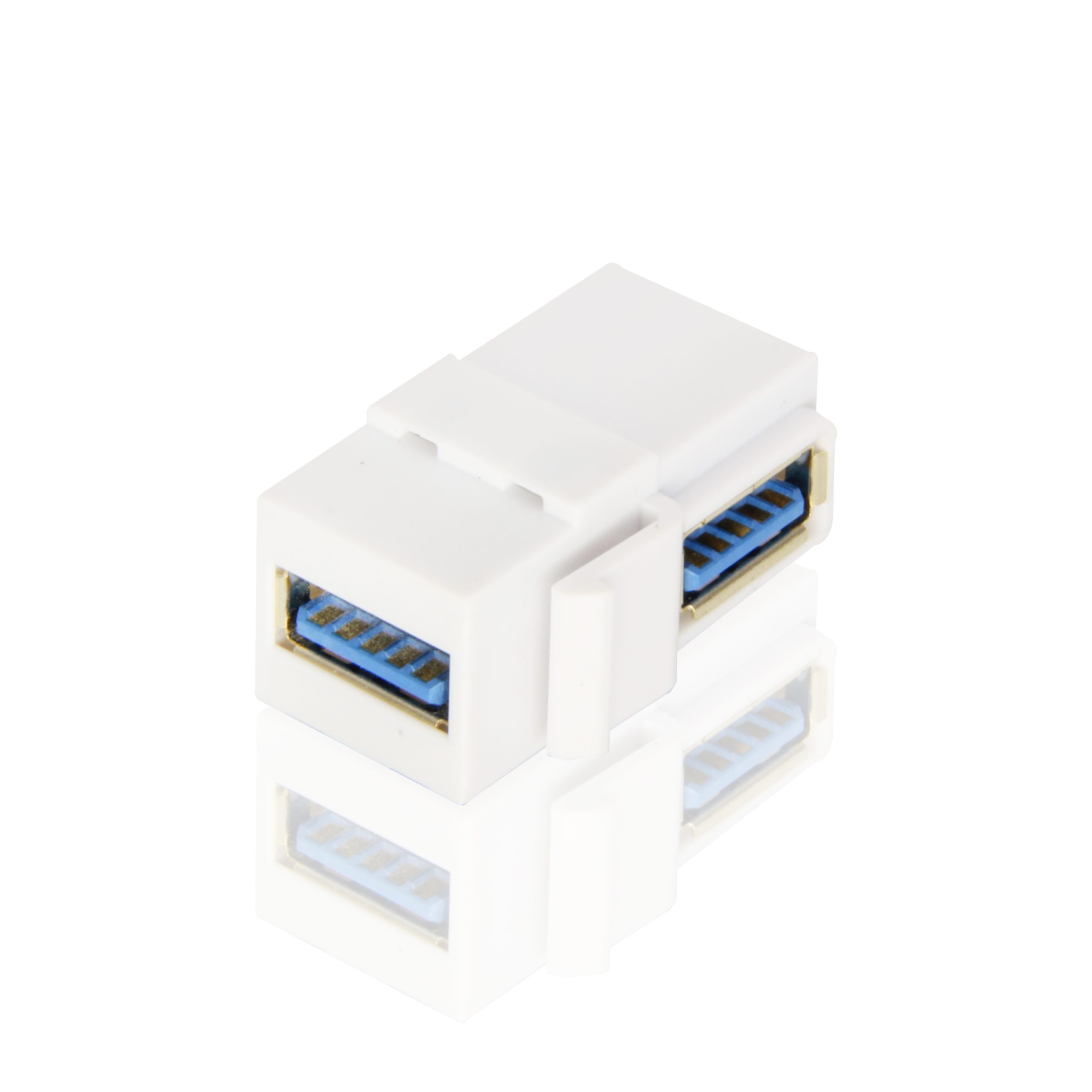 90° Angle USB 3.0 Keystone Coupler, SuperSpeed Female to Female Insert for In-Wall Plate and Data Panel