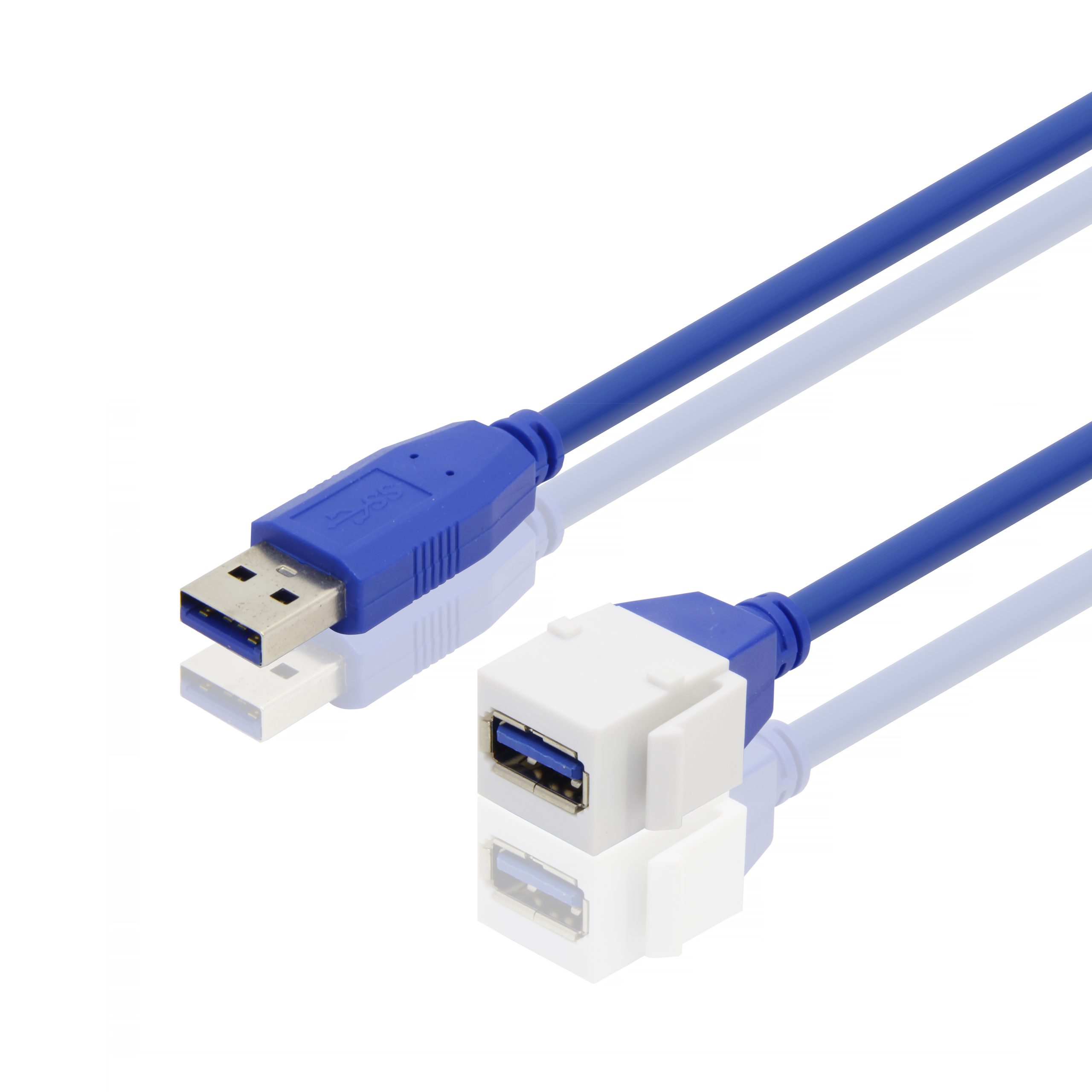 USB 3.0 Keystone Jack Extension Cable, 10Gbps SuperSpeed A Male to Female Pigtail for Wall Plate Panel Mount